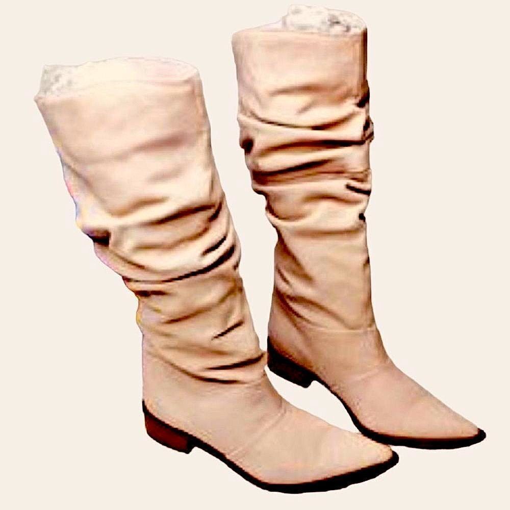 Neutral Suede Khaki Slouchy Boots